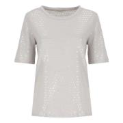 Kangra Cashmere Linne T-shirt med Paljetter Gray, Dam