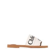 Chloé Vit Woody Sandal White, Dam