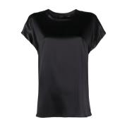 PINKO Svart Satin Stretch Blus Black, Dam