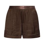 Ganni Satin Shorts Brown, Dam