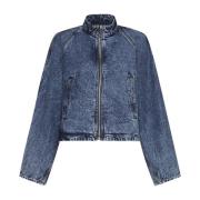 Alaïa Blå Denimjacka med Mock Hals Blue, Dam