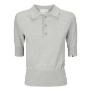 Extreme Cashmere Polo Style Short-Sleeved Shirt Gray, Dam