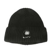C.p. Company Merino Wool Lens Beanie Hat Black, Herr