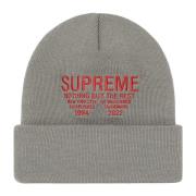 Supreme Grå Beanie med Broderat Logotyp Gray, Unisex