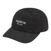 Supreme Vaxad ull 6-panel svart hatt Black, Herr