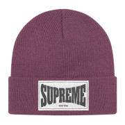 Supreme Begränsad upplaga Vävd Label Beanie Purple, Unisex