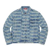 Supreme Retro Frayed Logo Denim Jacket Blue, Herr