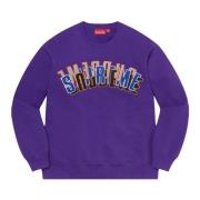 Supreme Lila Stacked Crewneck Fleece Limited Edition Purple, Herr