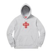 Supreme Begränsad upplaga Cross Box Logo Huvtröja Gray, Herr