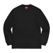 Supreme Begränsad Upplaga Termisk Svart Vaffelsweatshirt Black, Unisex