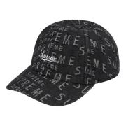 Supreme Svart Jacquard Logos Denim Keps Black, Unisex