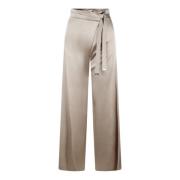 Herno Satin Wide Leg Wrap Byxor Beige, Dam