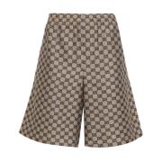 Gucci Canvas Linneblandning Knälånga Shorts Brown, Herr