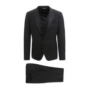 Dolce & Gabbana Lyxigt Single Breasted Suit Set för Män Black, Herr