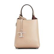 Tod's Beige Hammered Leather Handbag with Silver Hardware Beige, Dam