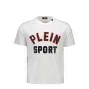 Plein Sport Vit Bomull T-Shirt med Kontrasterande Detaljer White, Herr