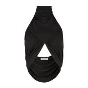 Nina Ricci Svart Draperad Haltertopp Black, Dam