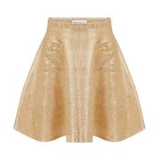 Nina Ricci Guld Flared Kjol med Fickor Yellow, Dam