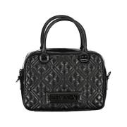 Love Moschino Svart Polyeten Handväska med Kontrastdetaljer Black, Dam