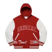 Supreme Begränsad Upplaga King Hooded Varsity Jacket Röd Red, Herr