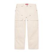 Supreme Naturlig Dubbel Knä Denim Utility Byxa Beige, Herr