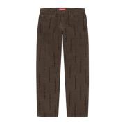 Supreme Begränsad upplaga Logo Stripe Regular Jean Brown, Herr