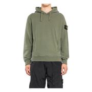 Stone Island Huvtröja i Jersey med Logo Badge Green, Herr