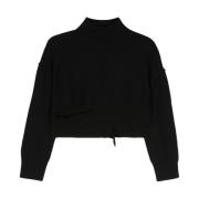 MM6 Maison Margiela Svart Sliten Stickad Tröja Black, Dam