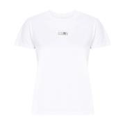 MM6 Maison Margiela Vit Bomull Rund Hals T-shirt White, Dam