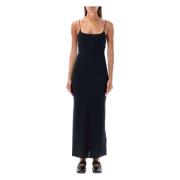 MM6 Maison Margiela Svart Jersey Midi Klänning Aw24 Black, Dam