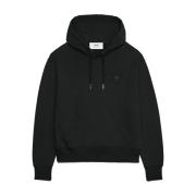 Ami Paris Broderad Logotyp Hoodie Svart Bomull Black, Herr