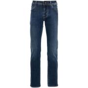 Jacob Cohën Logo Patch Slim Fit Jeans Blue, Herr