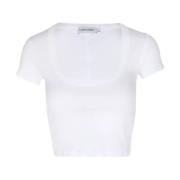 Calvin Klein Bomull Ribb Top Kortärmad Skjorta White, Dam