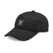 Emporio Armani Svart Logo Patch Cap - Sydd Black, Herr