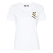 Moschino Vit Crewneck Tryckta T-shirts och Polos White, Dam