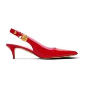 Balmain Eva kitten slingbacks i lackläder Red, Dam