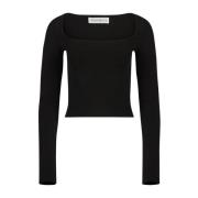 Nina Ricci Svart Square Neckline Topp Black, Dam