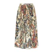 Etro Veckad kjol med blommotiv Multicolor, Dam