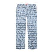 Supreme Blå Jacquard Regular Jeans Limited Edition Blue, Herr