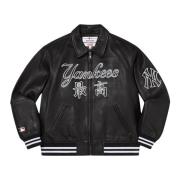 Supreme Begränsad upplaga läder varsity jacka svart Black, Herr