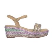 Alma EN Pena Flätad pärla kil sandal Beige, Dam