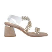 Alma EN Pena Kristallklar Häl Sandal Beige, Dam