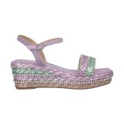 Alma EN Pena Flätad pärla kil sandal Purple, Dam