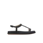 Alma EN Pena Glittrande platt sandal Black, Dam