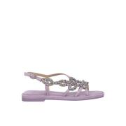 ALMA EN PENA Fyrkantig tå juvel platt sandal Purple, Dam