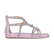 Alma EN Pena Glittrande platt sandal med dragkedja Purple, Dam