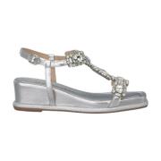 Alma EN Pena Glitter wedge sandaler med strassband Gray, Dam