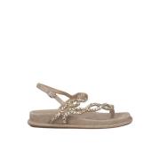 Alma EN Pena Glittrande platt dammsandal Beige, Dam