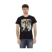 Trussardi Enkel Svart T-shirt med Exklusivt Fronttryck Black, Herr