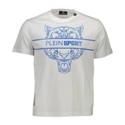 Plein Sport Vit Bomull T-shirt med Tryck White, Herr